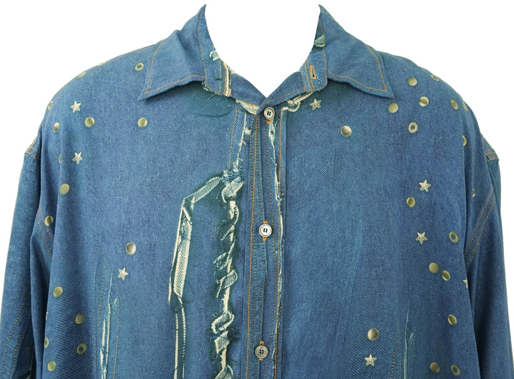 Acne Studios Denim Print Shirt in Blue - Discounts on Acne Studios at UAL