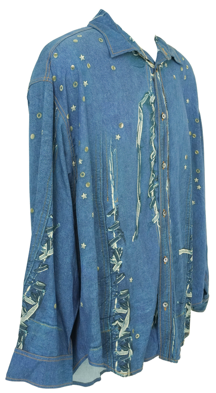 Acne Studios Denim Print Shirt in Blue - Discounts on Acne Studios at UAL