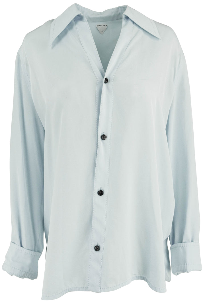 Bottega Veneta Fluid Viscose Twill Shirt in Baby Blue - Discounts on Bottega Veneta at UAL