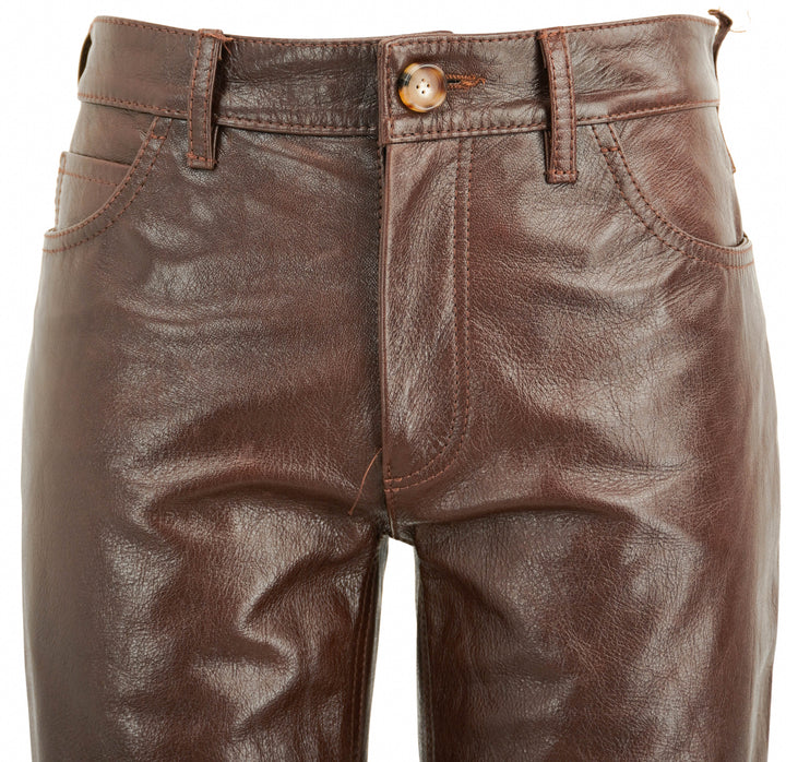 Marni Leather Flared Pants in Wood - Discounts on Marni at UAL