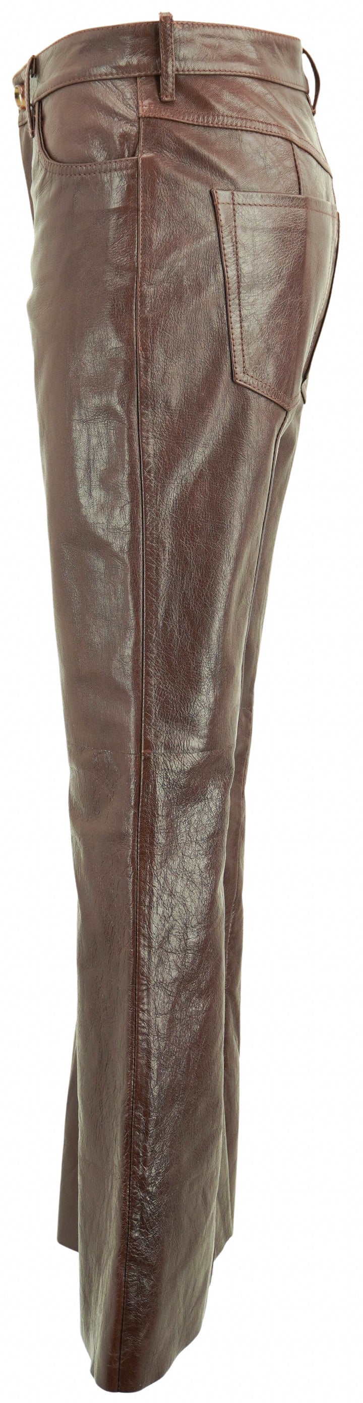 Marni Leather Flared Pants in Wood - Discounts on Marni at UAL