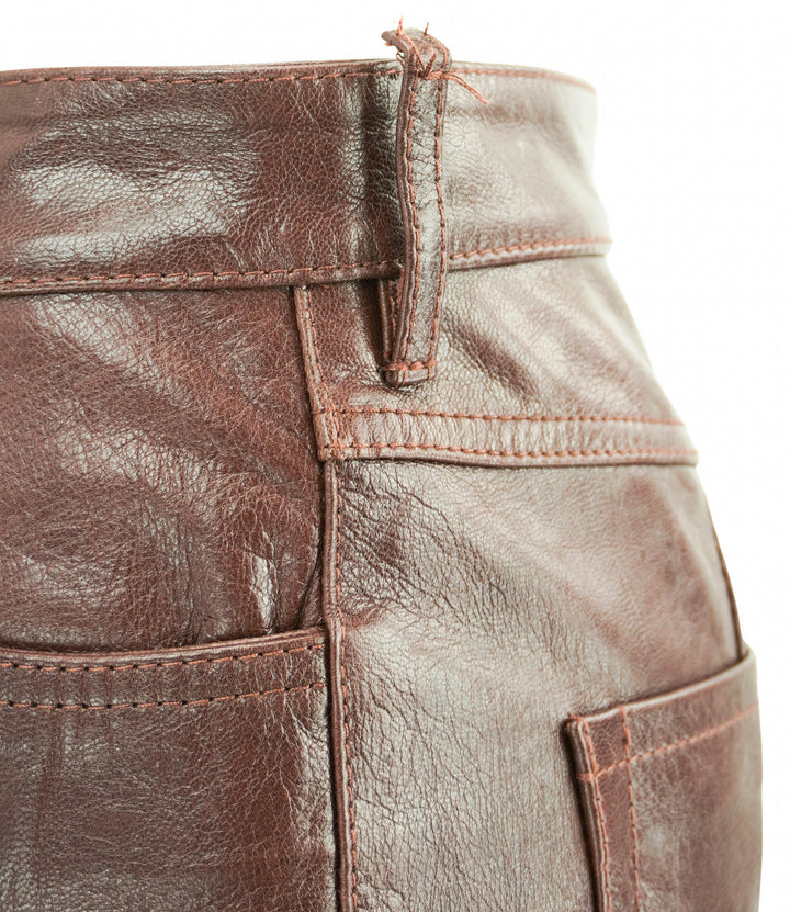 Marni Leather Flared Pants in Wood - Discounts on Marni at UAL