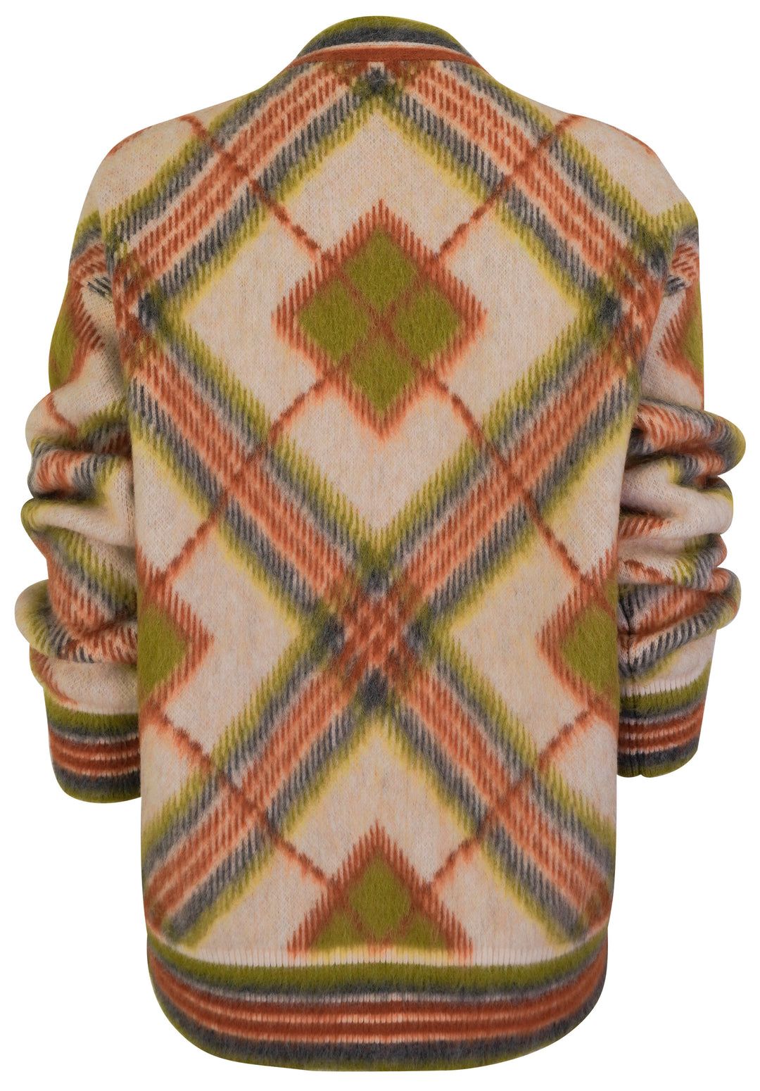 Rabanne Cardigan in Rust/Cream Argyle Print