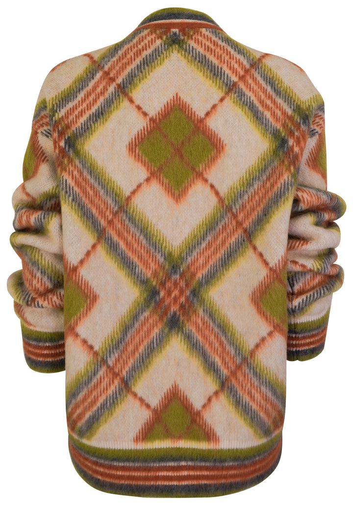 Rabanne Cardigan in Rust/Cream Argyle Print