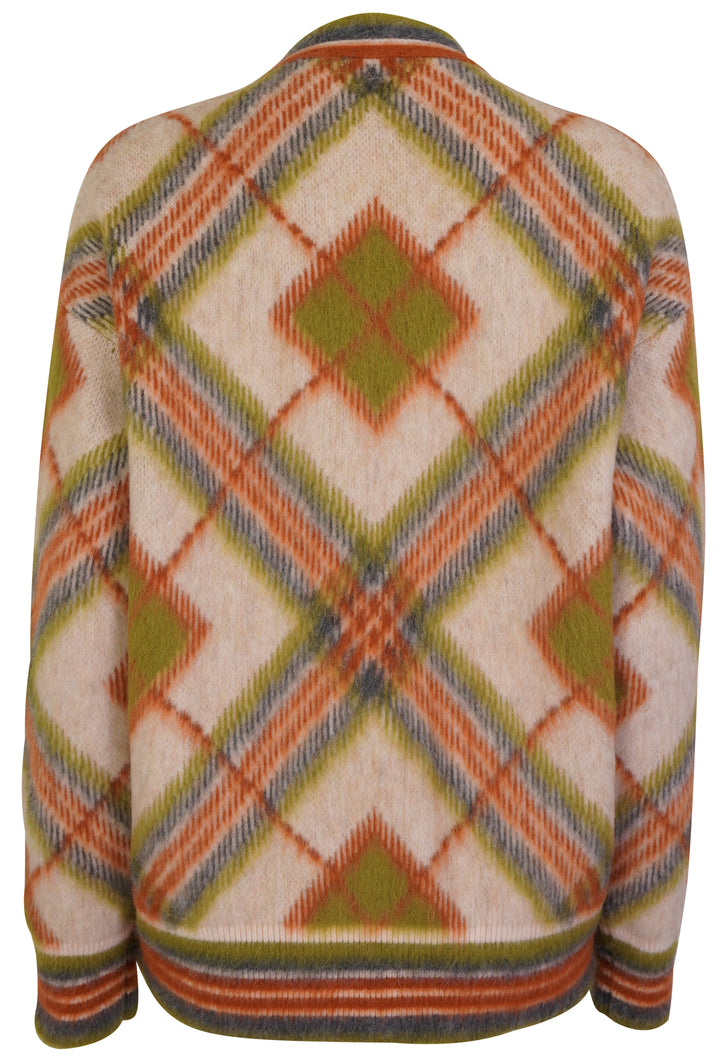 Rabanne Cardigan in Rust/Cream Argyle Print