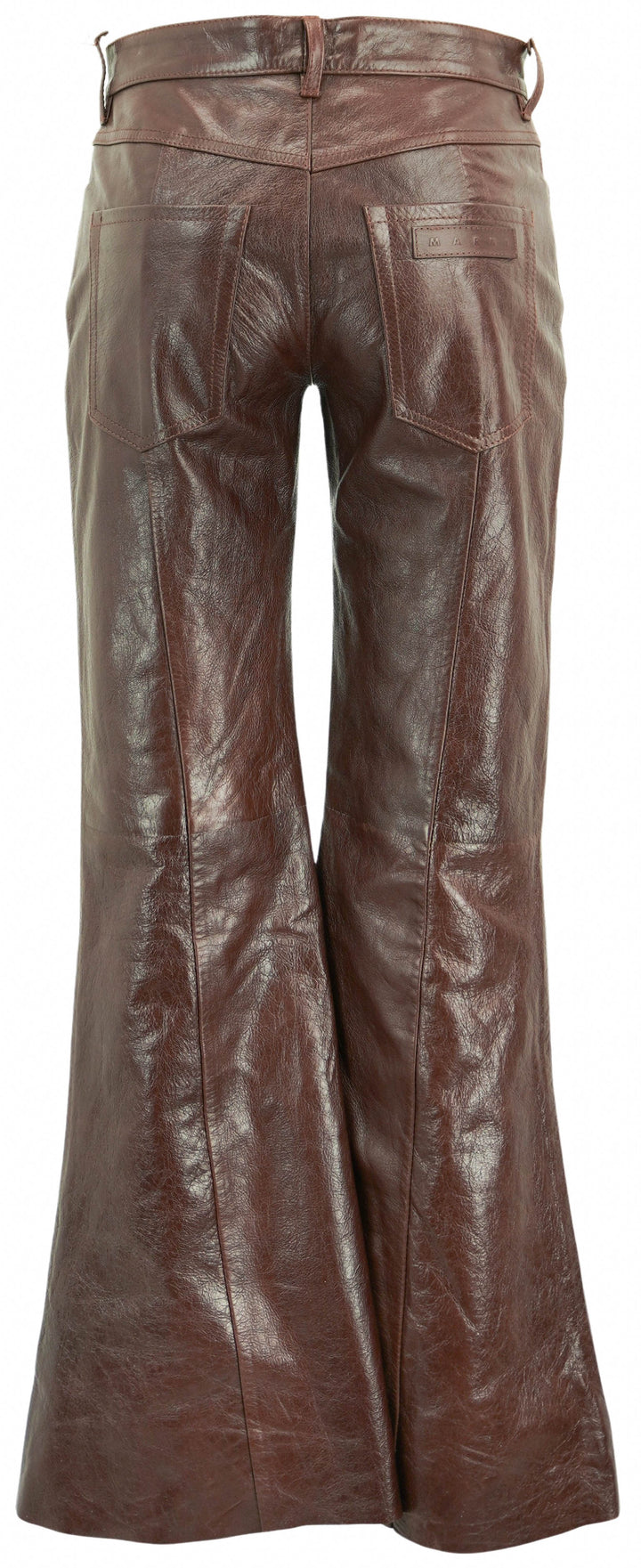 Marni Leather Flared Pants in Wood - Discounts on Marni at UAL