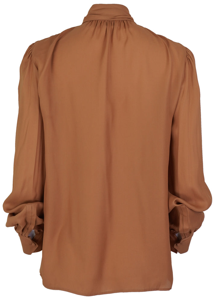 Saint Laurent Tie Blouse in Tannin
