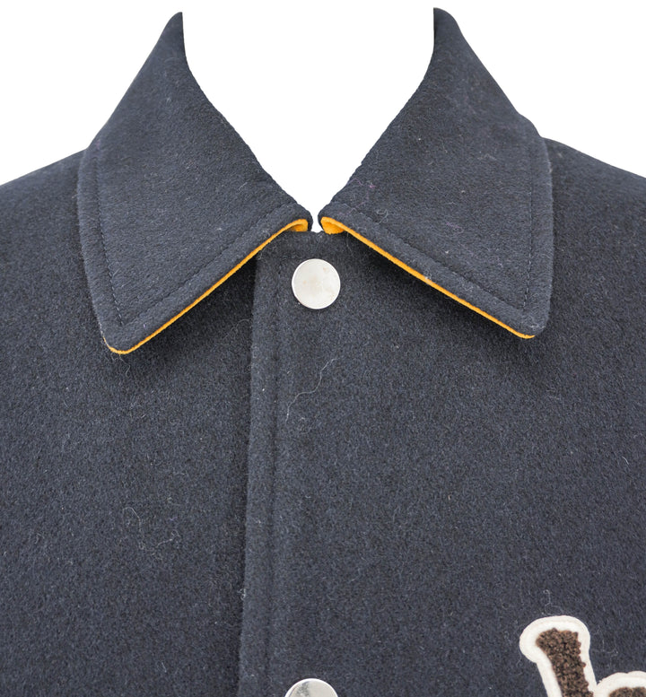 Wales Bonner Prince Varsity Jacket in Brown and Navy - Discounts on Wales Bonner at UAL