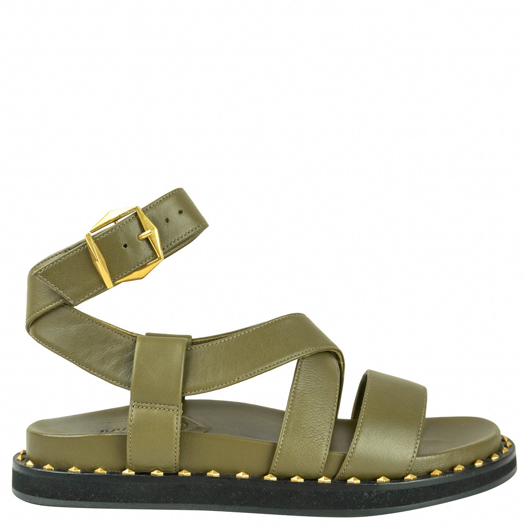 Jimmy Choo Blaise Sandals in Caper Green and Gold - Discounts on Autry at UAL