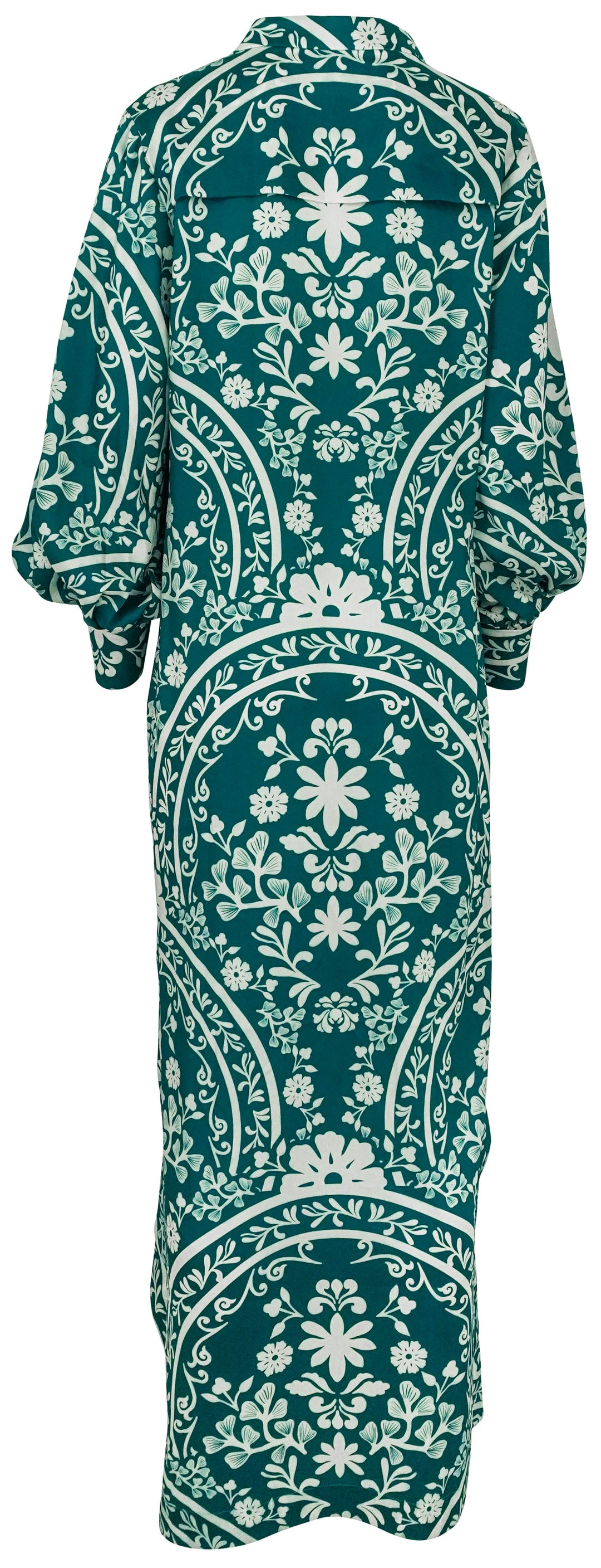 Andres Otalora Floral Print Maxi Dress in Teal/White