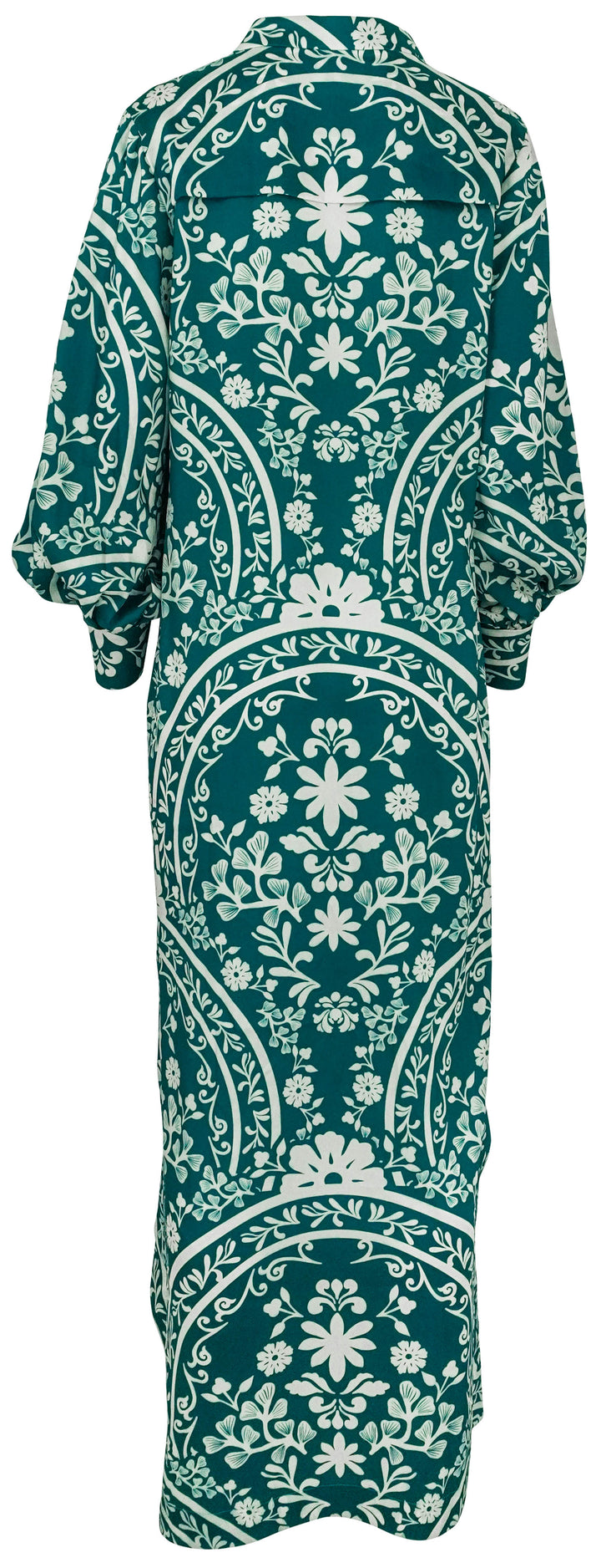 Andres Otalora Floral Print Maxi Dress in Teal/White