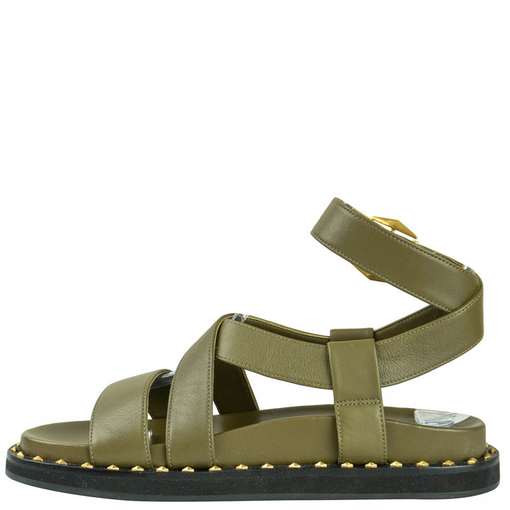 Jimmy Choo Blaise Sandals in Caper Green and Gold - Discounts on Autry at UAL