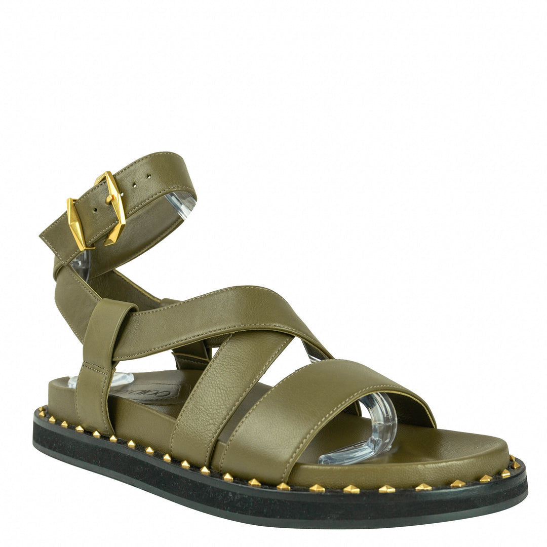 Jimmy Choo Blaise Sandals in Caper Green and Gold - Discounts on Autry at UAL