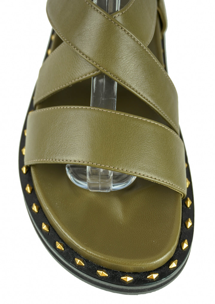 Jimmy Choo Blaise Sandals in Caper Green and Gold - Discounts on Autry at UAL
