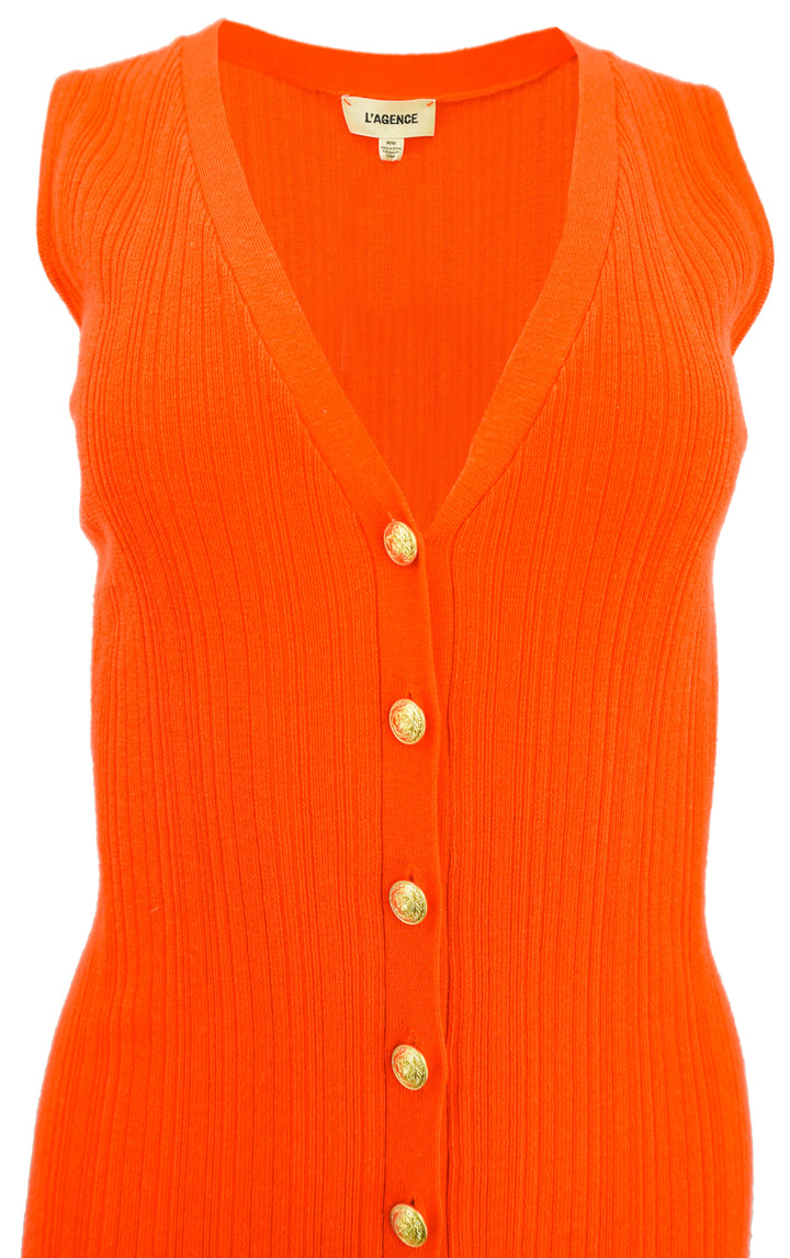 L'Agence Domino Sleeveless Knit Dress in Tangerine - Discounts on L'Agence at UAL