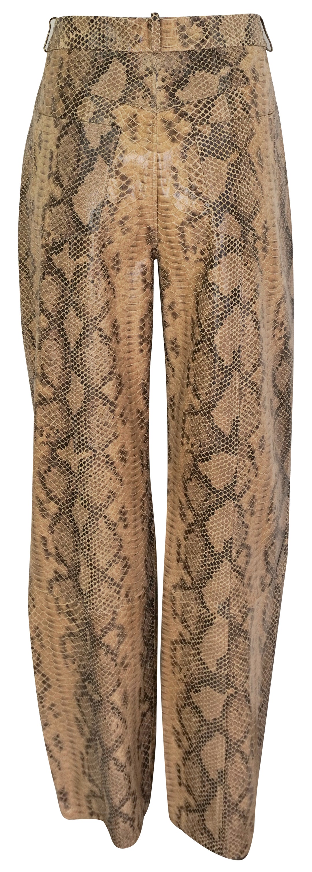 Zeynep Arcay Snake Embossed Leather Pants in Camel