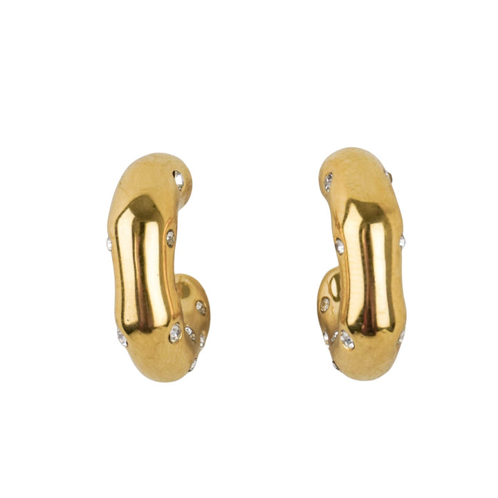 Kenneth Jay Lane Small Gold Hoops with Clear Embellishments