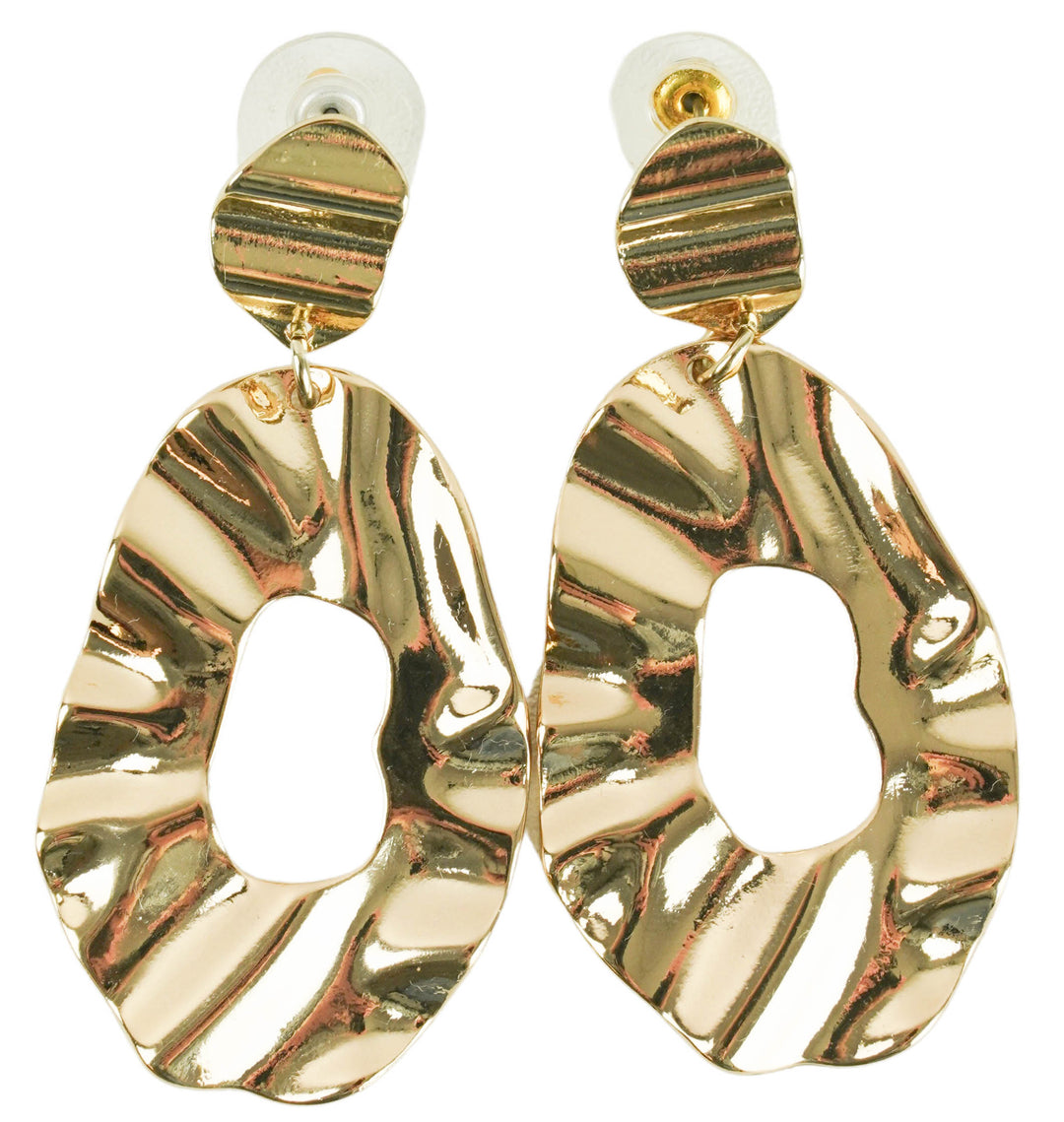 Kenneth Jay Lane Rippled Drop Hoops in Gold