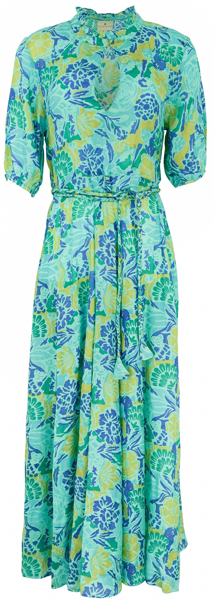 Hannah Artwear Floral Print Maxi Dress in Green and Blue