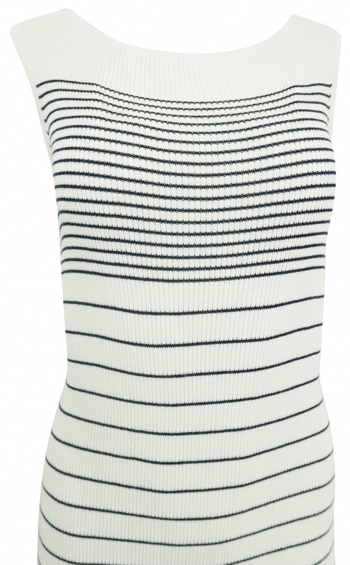 ATM Silk Blend Knit Dress in Chalk/Ink - Discounts on ATM at UAL