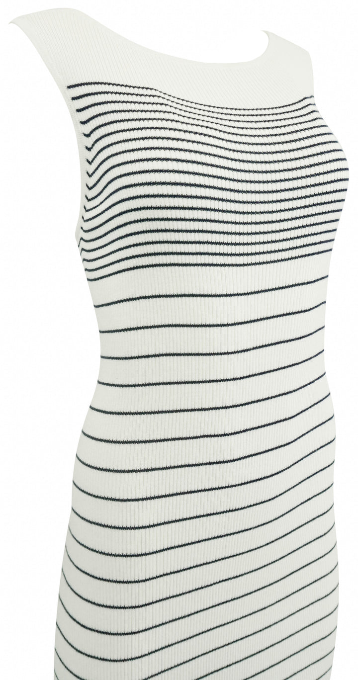 ATM Silk Blend Knit Dress in Chalk/Ink - Discounts on ATM at UAL