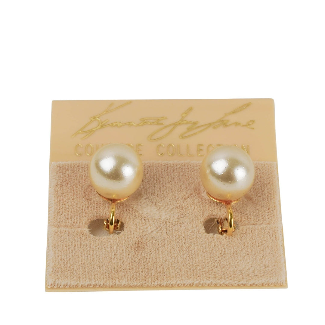 Kenneth Jay Lane Faux Pearl Clip on Earrings