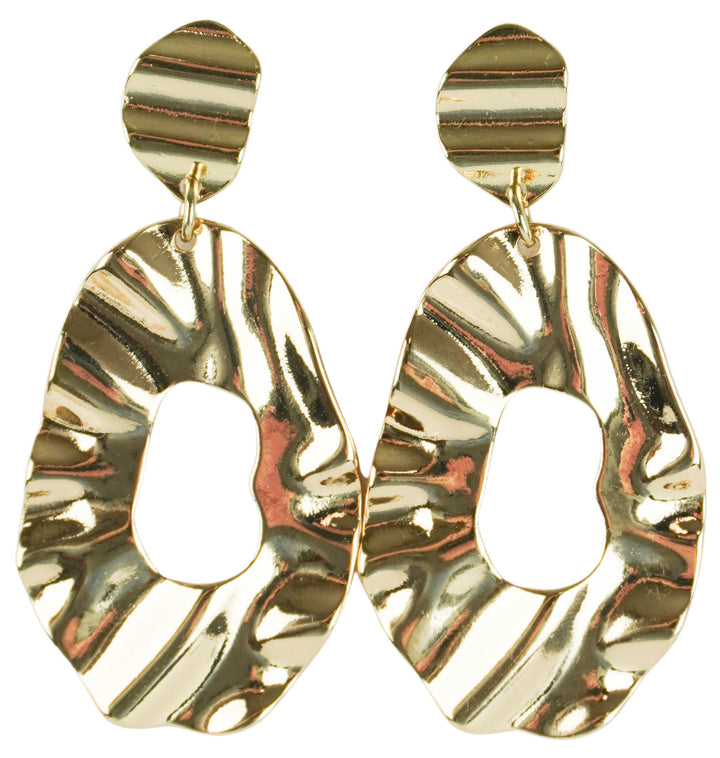 Kenneth Jay Lane Rippled Drop Hoops in Gold