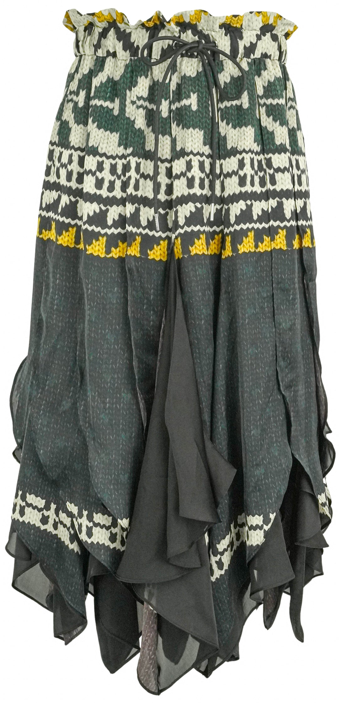 Sacai Paneled Midi Skirt in Black Multi - Discounts on Sacai at UAL