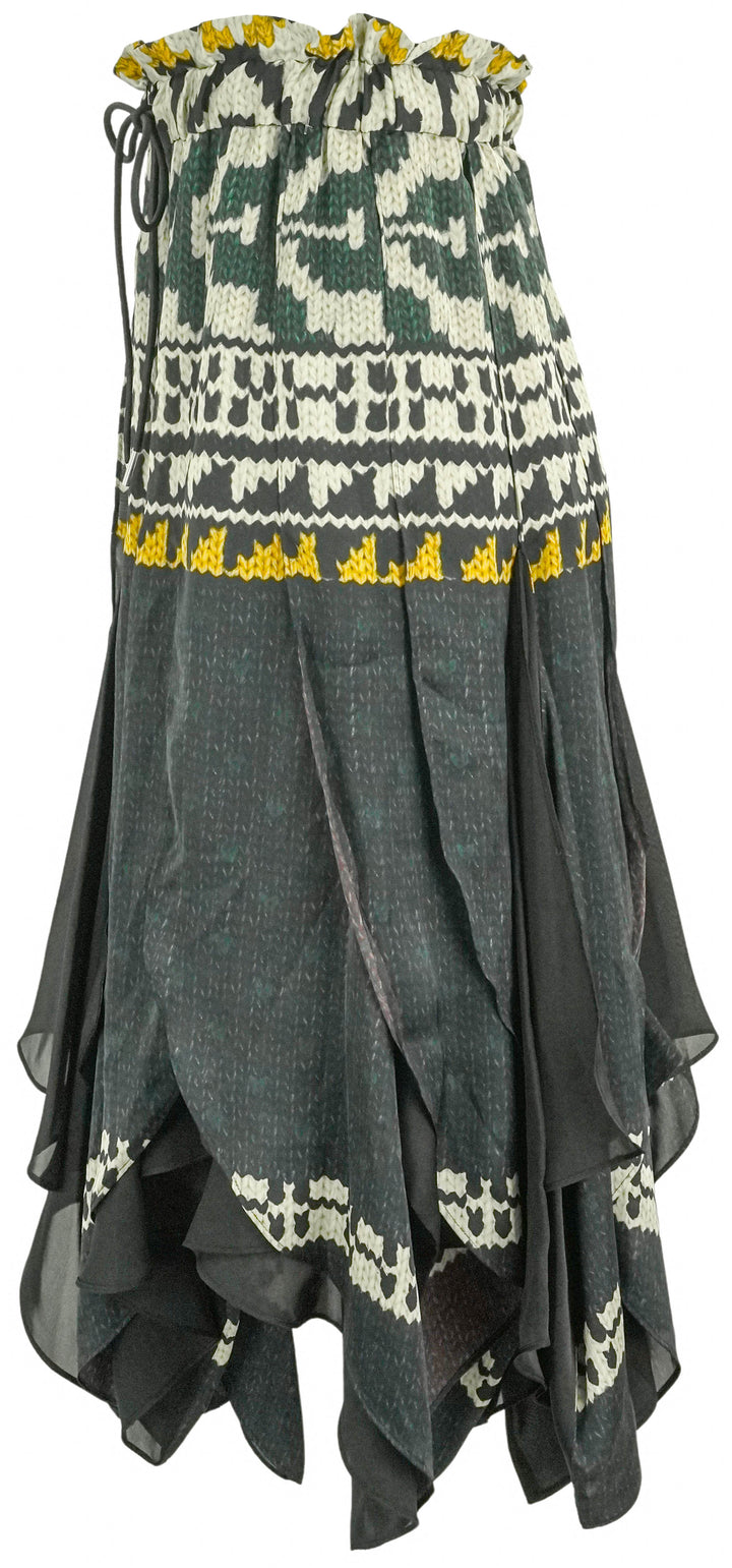 Sacai Paneled Midi Skirt in Black Multi - Discounts on Sacai at UAL