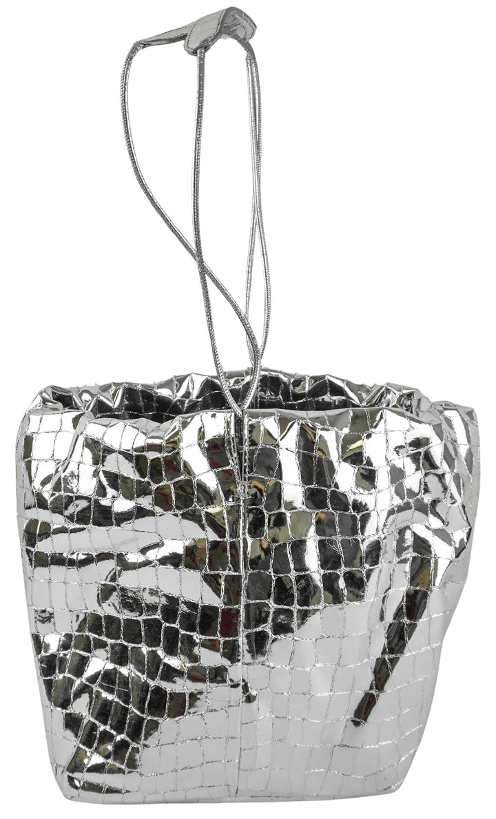 Jil Sander Dumpling Metallic Leather Crossbody Bag in Silver