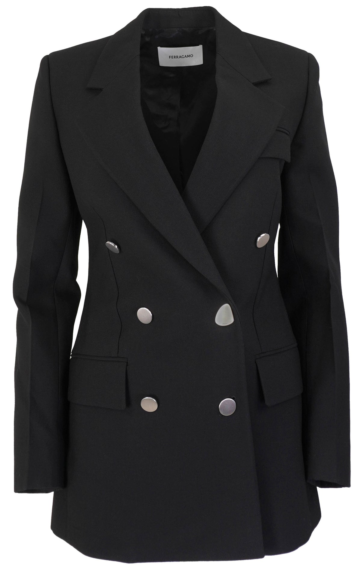 Ferragamo Double Breasted Wool Blazer in Black - Discounts on Salvatore Ferragamo at UAL