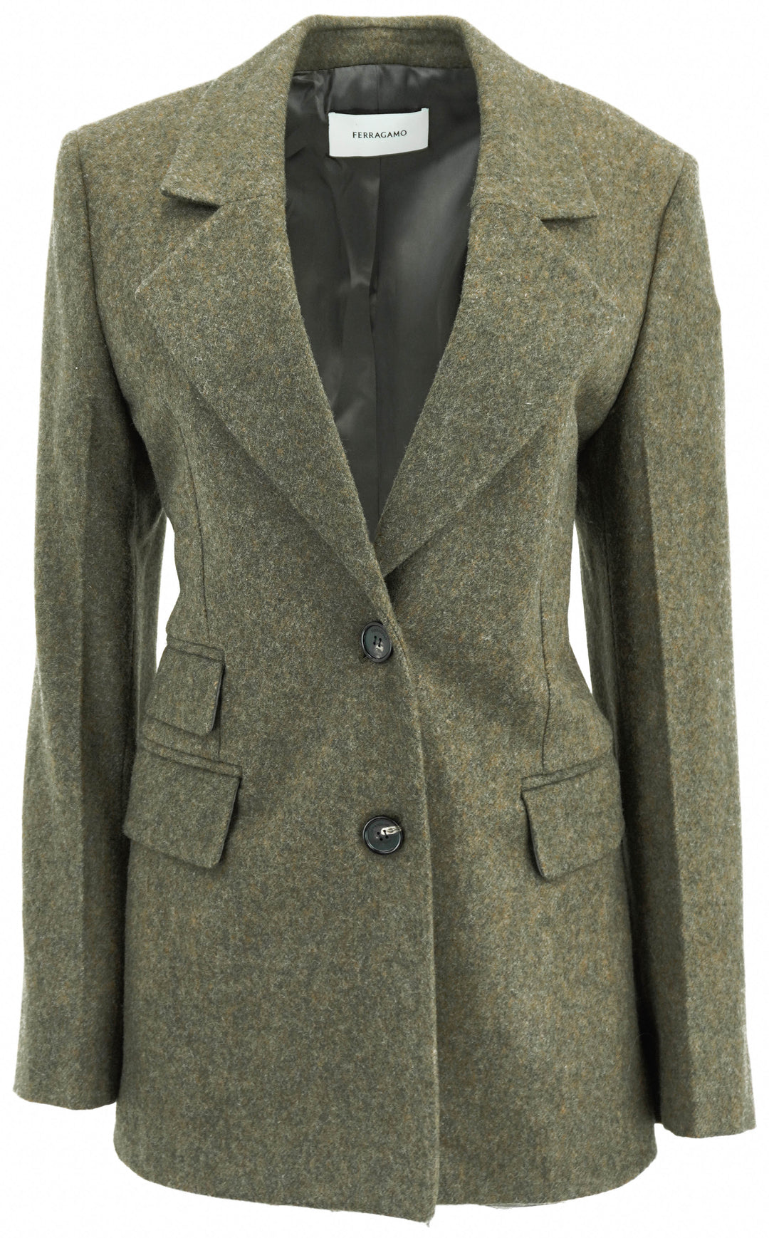 Ferragamo Wool Blazer in Uniform Green - Discounts on Salvatore Ferragamo at UAL