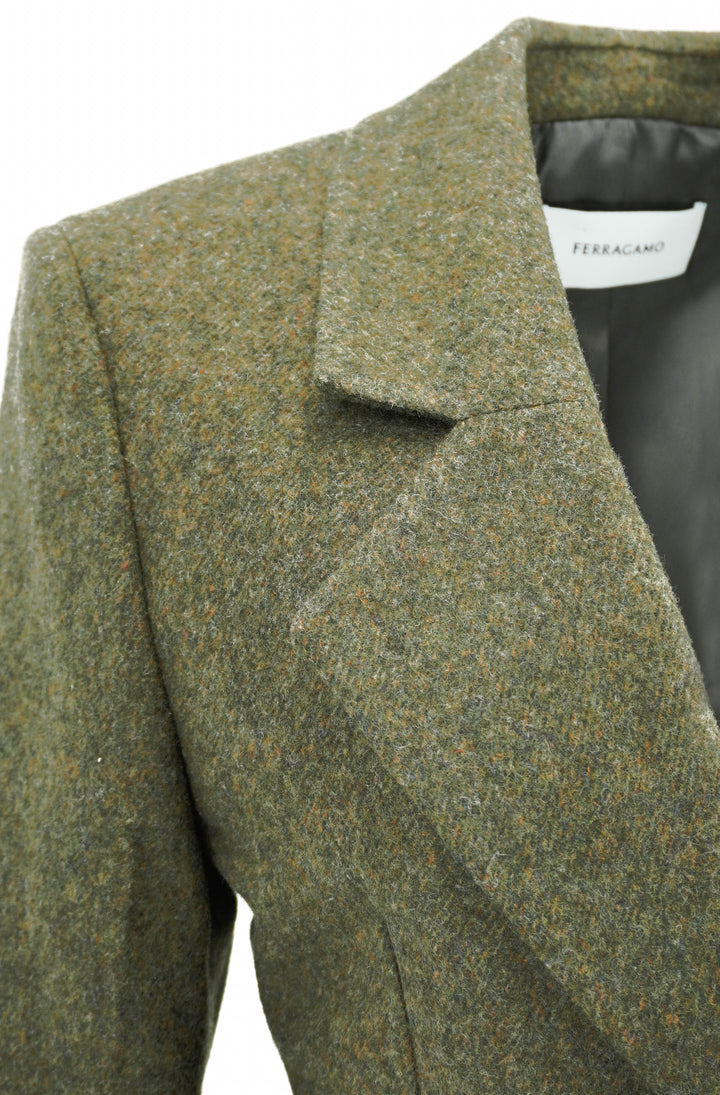 Ferragamo Wool Blazer in Uniform Green - Discounts on Salvatore Ferragamo at UAL