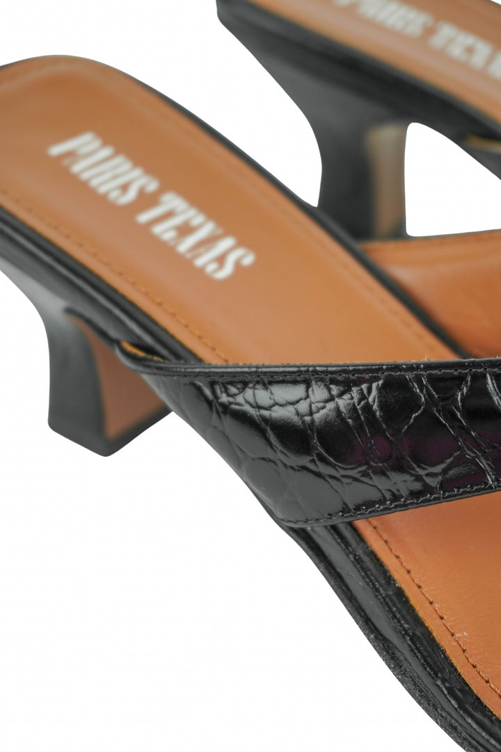 Paris Texas Portofino Mules in Carbone - Discounts on Paris Texas at UAL