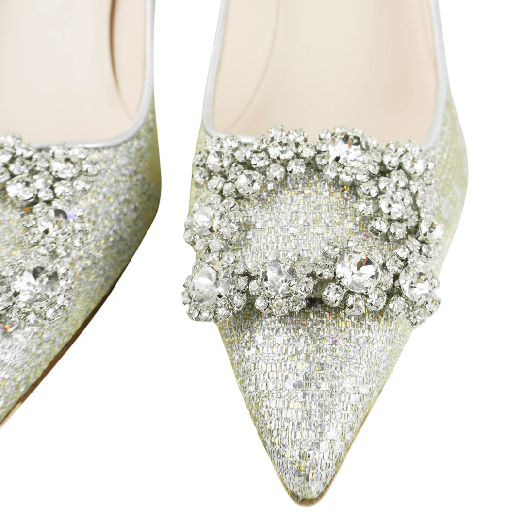 Roger Vivier Iridescent Embellished Pumps in Silver