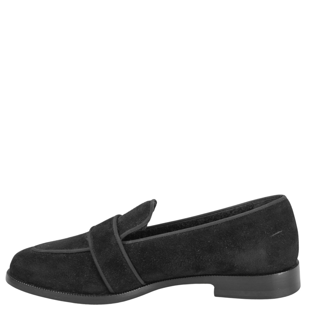 Aquazarra Martin Shearling Suede Loafers in Black