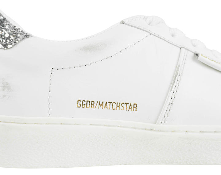 Golden Goose Matchstar Sneakers in White/Silver Glitter