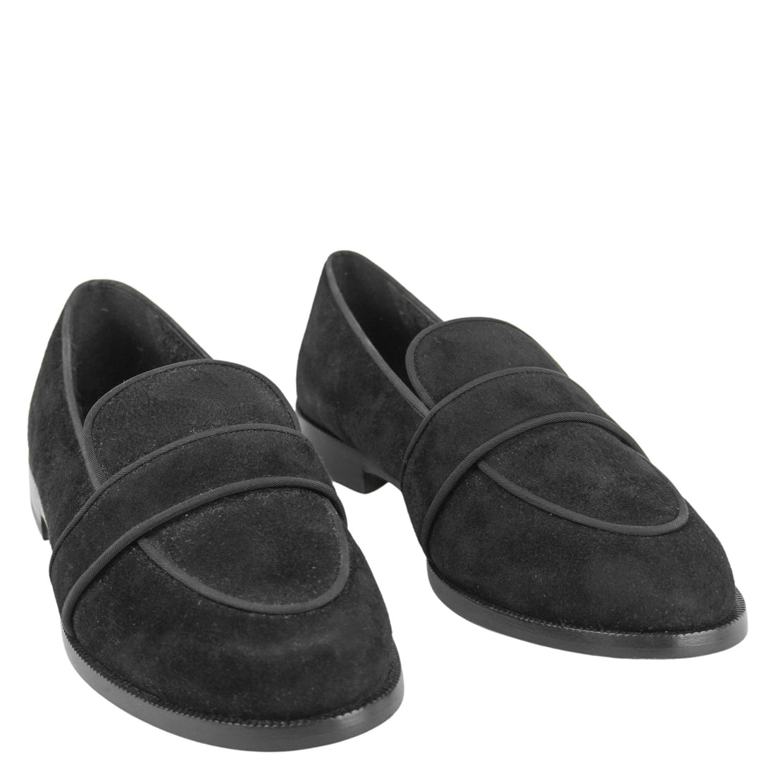 Aquazarra Martin Shearling Suede Loafers in Black