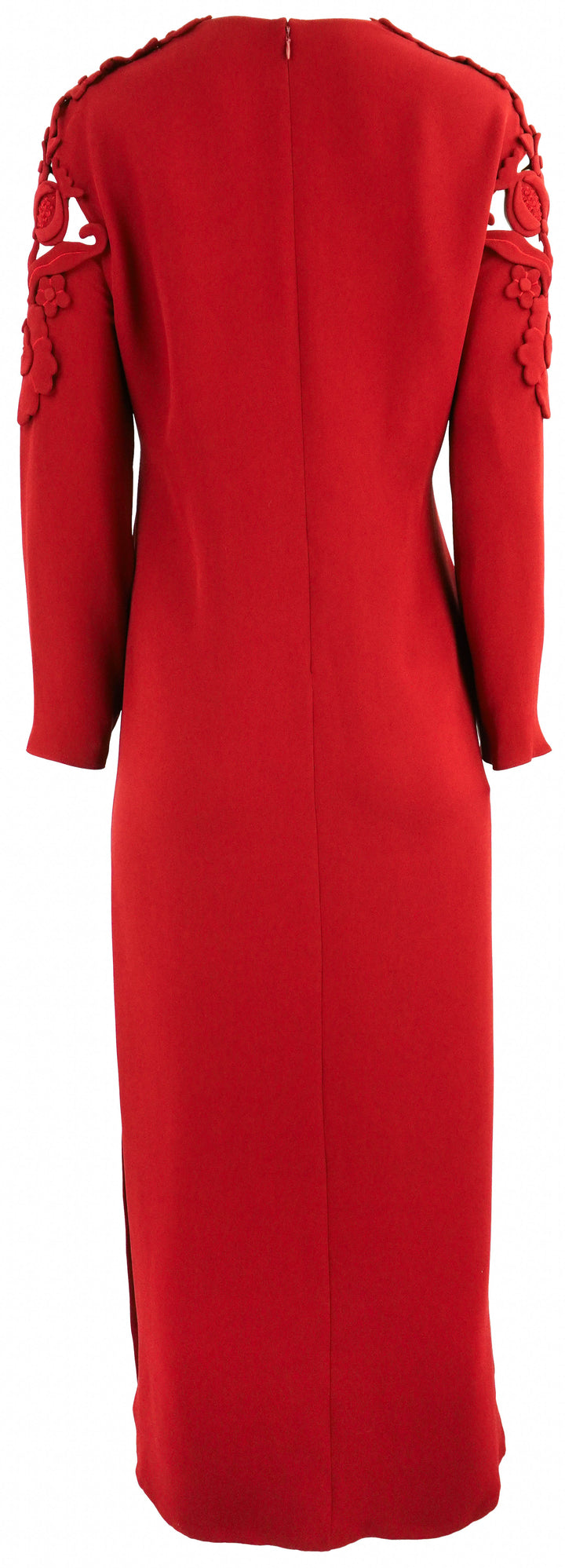 Valentino Embroidered V-Neck Dress in Dark Red - Discounts on Valentino at UAL