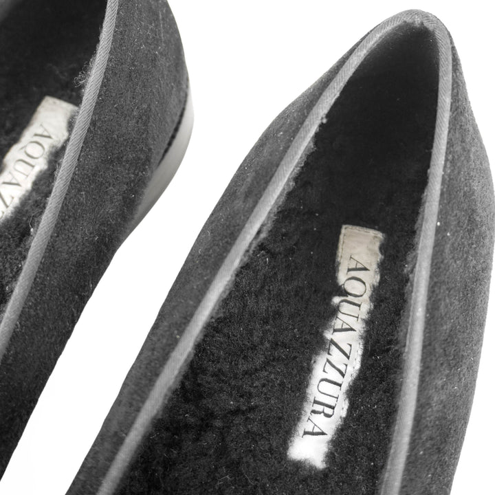 Aquazarra Martin Shearling Suede Loafers in Black