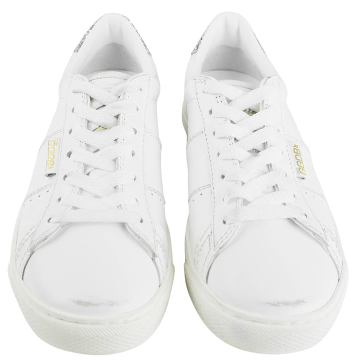 Golden Goose Matchstar Sneakers in White/Silver Glitter