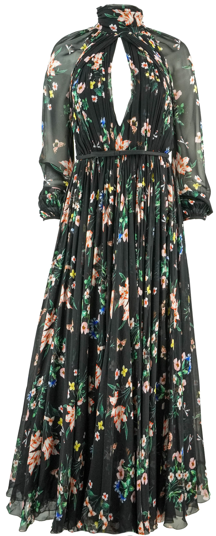 Giambattista Valli Georgette Silk Printed Dress in Black - Discounts on Giambattista Valli at UAL