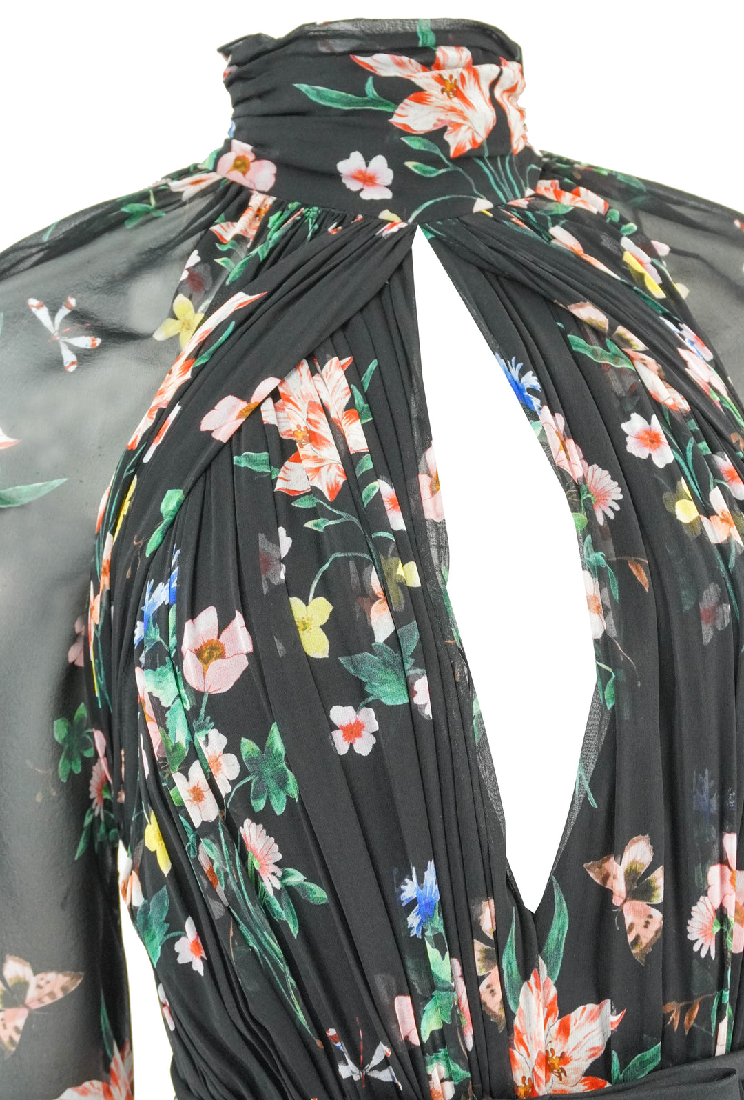 Giambattista Valli Georgette Silk Printed Dress in Black - Discounts on Giambattista Valli at UAL