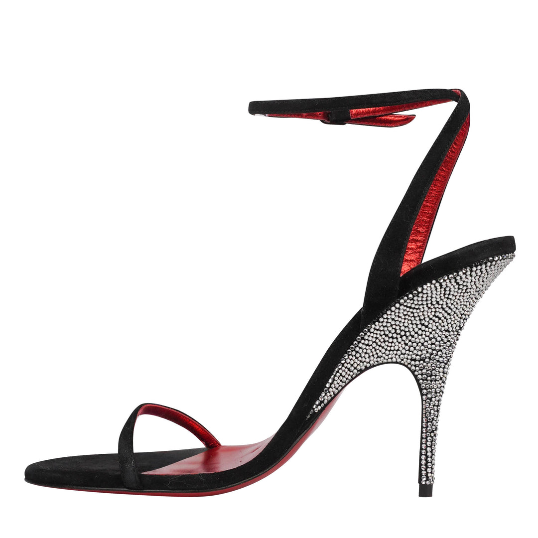Christian Louboutin Arch Queen Embellished Sandals in Black/Silver - Discounts on Christian Louboutin at UAL