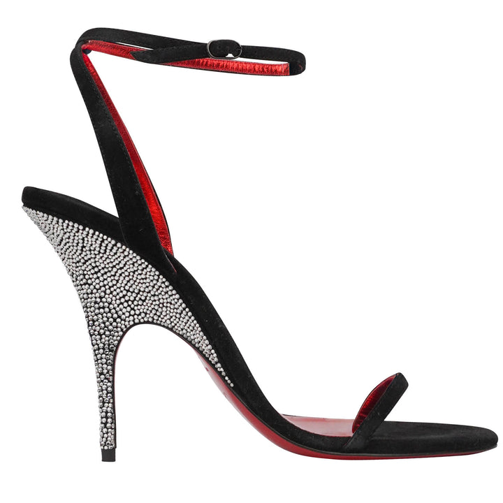 Christian Louboutin Arch Queen Embellished Sandals in Black/Silver - Discounts on Christian Louboutin at UAL