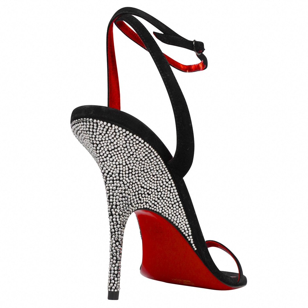 Christian Louboutin Arch Queen Embellished Sandals in Black/Silver - Discounts on Christian Louboutin at UAL