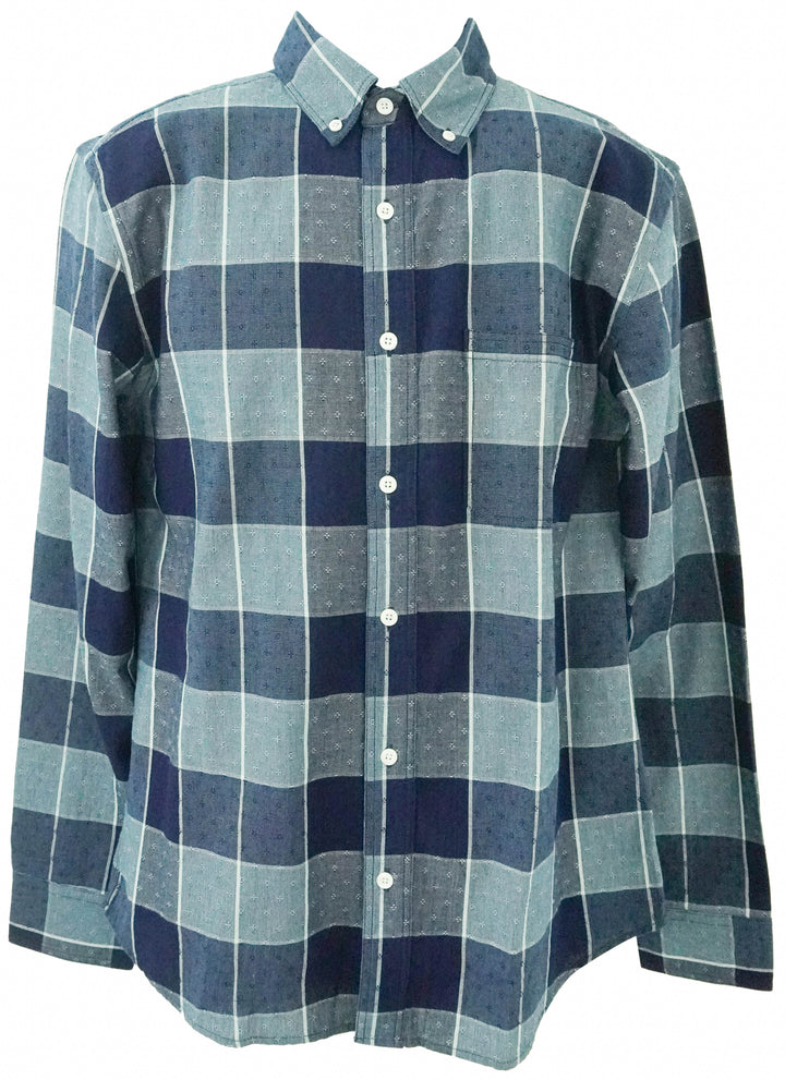 Billy Reid Dobby Tuscumbia Shirt in Indigo - Discounts on Billy Reid at UAL
