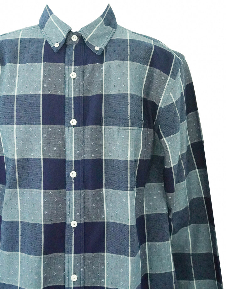 Billy Reid Dobby Tuscumbia Shirt in Indigo - Discounts on Billy Reid at UAL