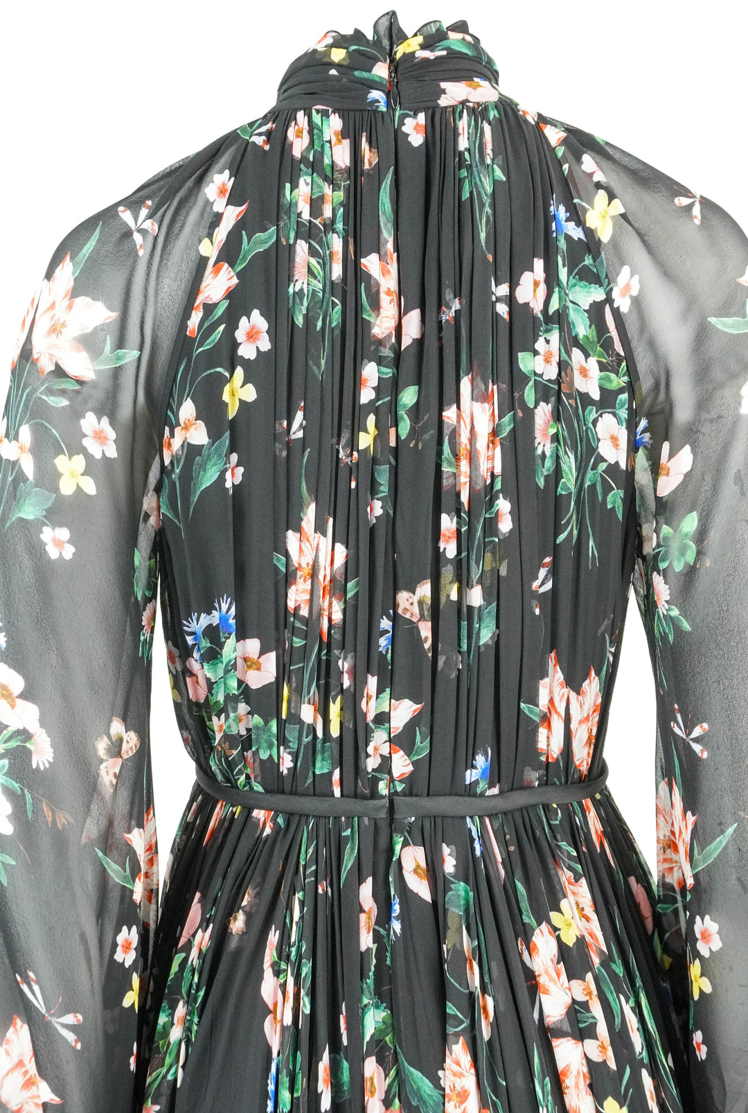 Giambattista Valli Georgette Silk Printed Dress in Black - Discounts on Giambattista Valli at UAL