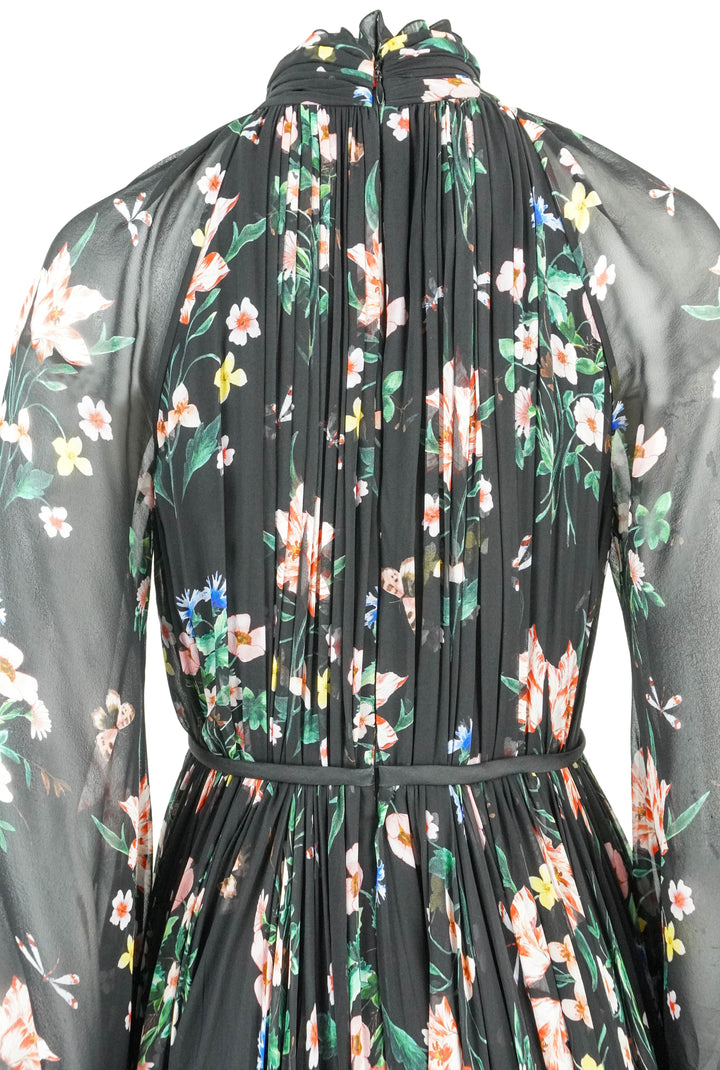 Giambattista Valli Georgette Silk Printed Dress in Black - Discounts on Giambattista Valli at UAL